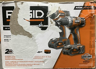 #ad Ridgid 18V Impact amp; Drill Driver Combo Kit W Two 2 Ah Batteries Model R96021 $114.95