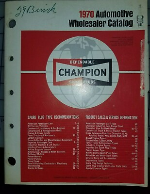 #ad 1970 Champion Plug Wholesaler Catalog $11.69