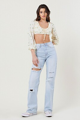 #ad High Waist Distressed Ripped Wide Leg Jeans By Vibrant M.i.U $63.99