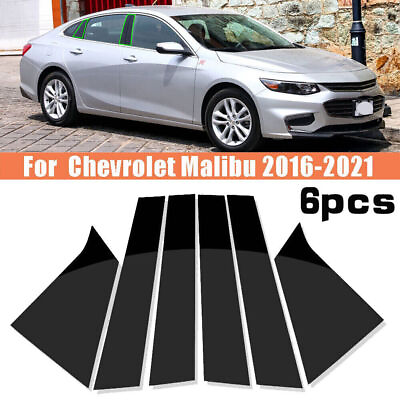 #ad 6pcs Glossy Black Pillar Posts Door Trim Cover For Chevrolet Malibu 2016 2021 $10.49