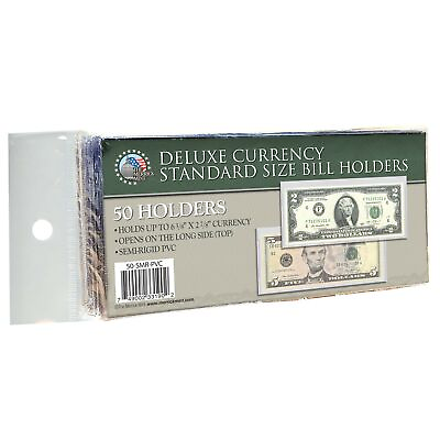 #ad 50 CURRENCY DELUXE HOLDERS Semi Rigid Vinyl for Banknotes Money Dollar Bill $15.98