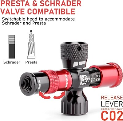 #ad Bike Tire PRE Set Pressure CO2 Inflator Kits Presta amp; Schrader Valve Compatible $33.89