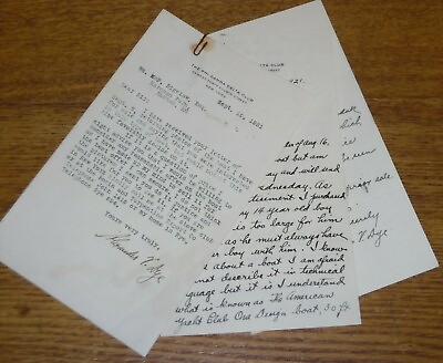 #ad Three 1921 Letters Regarding Sale Of Boat Alexander V Dye Phi Gamma Delta Club $11.99
