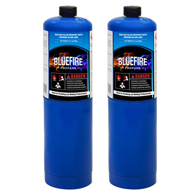 #ad BLUEFIRE 2x Standard Propane Gas Fuel Cylinder Canister14 oz 97% High Purity $34.99