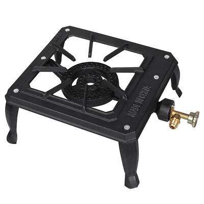 Single Portable Burner Cast Iron Propane LPG Gas Stove Outdoor Camping Cooker $24.42