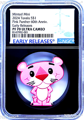 2024 THE PINK PANTHER 60TH ANNIVERSARY Minted Mini 1oz Silver $1 Coin NGC PF70 E #ad $149.99