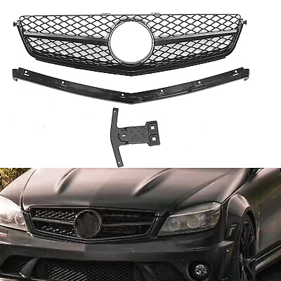 #ad Front Grille Upper Grill For C63 AMG 2008 2009 2010 2011 Benz W204 C Class Black $126.00