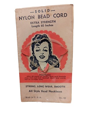 #ad Vintage 1950s Nylon Bead Cord 60quot; Necklace Restringing New Old Stock MCM $7.20
