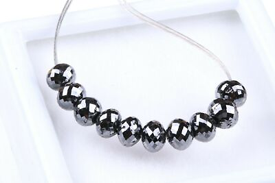 10pcs 3MM to 4MM Natural Black Round Faceted Loose Diamond Beads 1mm Drilled Lot #ad C $504.18
