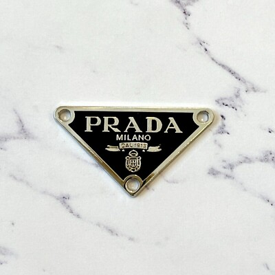 Prada Logo Triangle Black and Silver Button Pendant Zipperpull $24.00