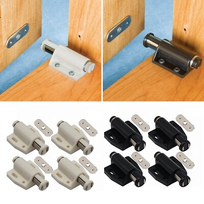#ad 4 X Magnetic Pressure Push To Open Touch Latch Cabinet Doors Beige Black $9.77