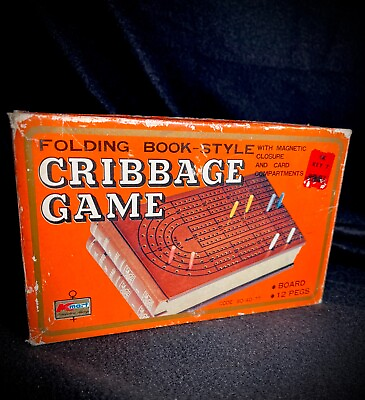#ad Vintage Wood Folding Cribbage Game w original K Mart Box amp; Magnetic Closure $28.00