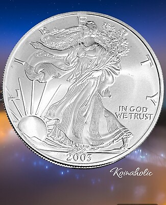 #ad 2003 American Silver Eagle 1 Troy Ounce .999 Fine Silver in Capsule Free Shippin $39.95