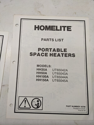 HOMELITE PARTS LIST BOOK MANUAL CATALOG HH 35 50 100 150 A SPACE HEATER #ad #ad $10.00
