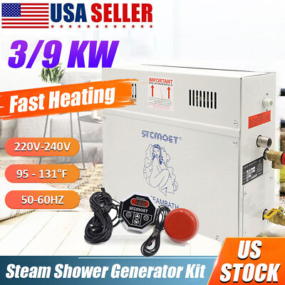 #ad 3 9KW Stainless Steel Steam Generator Steam Sauna Bath Shower With Self Drain $250.65