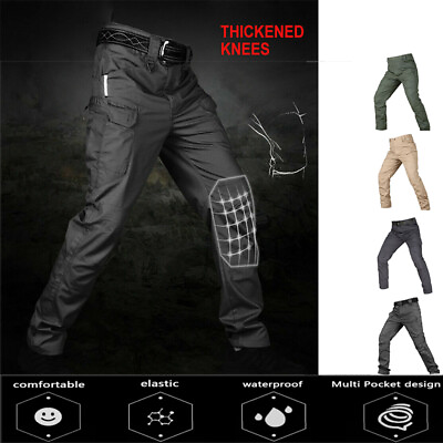 #ad Tactical Cargo Pants Mens Work Pants Combat Outdoor Waterproof Hiking Trousers $19.94