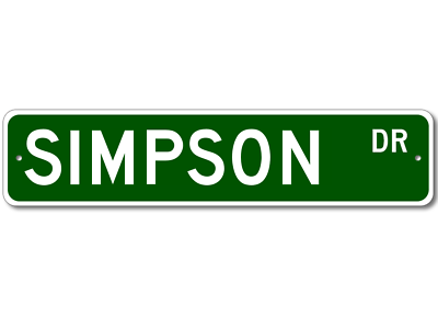 #ad Simpson Drive Street Sign Personalized Custom Last Name Metal Sign Aluminum $26.33