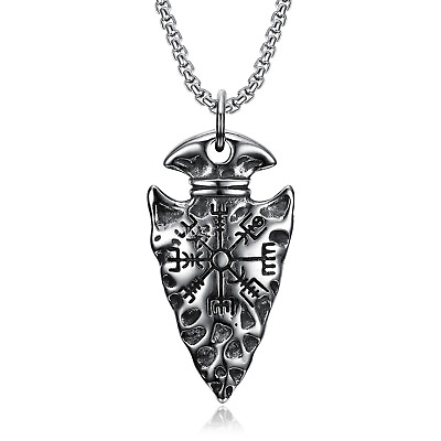 #ad Mens Viking Unisex Stainless Steel Tribal Flint Pendant Necklace Men Vintage $7.99