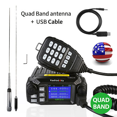 Radioddity QB25 Pro Quad Band Mobile Car Radio Transceiver V UHF 25W Antenna US $119.99