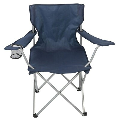 #ad #ad Ozark Trail Basic Quad Folding Camp Chair with Cup Holder Blue Adult use $9.45