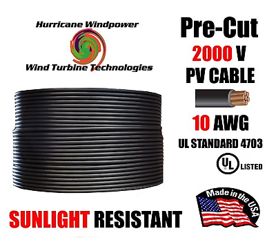 #ad #ad 10 AWG Gauge PV Wire 1000 2000 Volt Pre Cut 15 500 Ft for Solar Installation $360.00