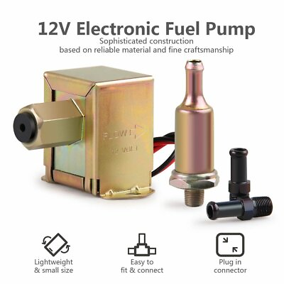 #ad Inline Fuel Pump 12v Electric Transfer Low Pressure Gas Diesel Fuel Pump 3 6 psi $15.98
