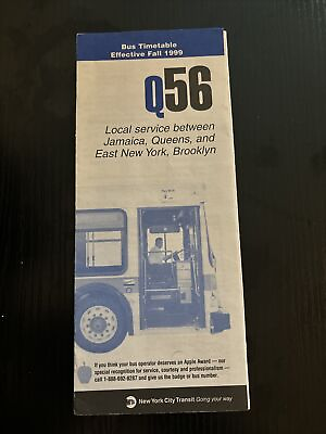 #ad Nyc Mta Bus Q56 Timetable Map 1999 $19.99