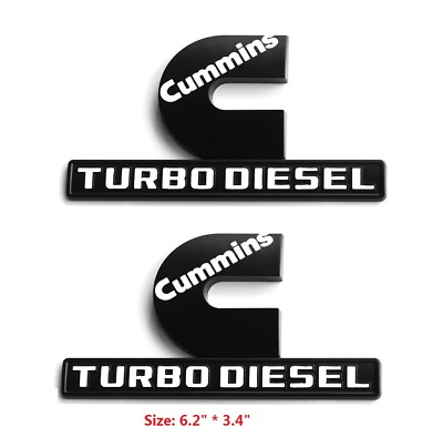 2x Big OEM Cummins Turbo Diesel Emblems RAM 2500 3500 Fender Black White F #ad $21.10