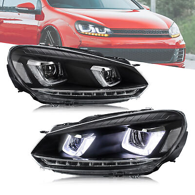 #ad Pair LED Headlights For Volkswagen Golf 6 MK6 2010 2014 W Sequential Indicator $214.50