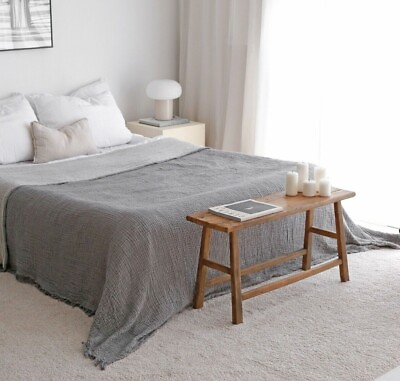 #ad Softened Lightweight Muslin Bedspread Organic Cotton Throw Blanket Large 9 Color $120.00