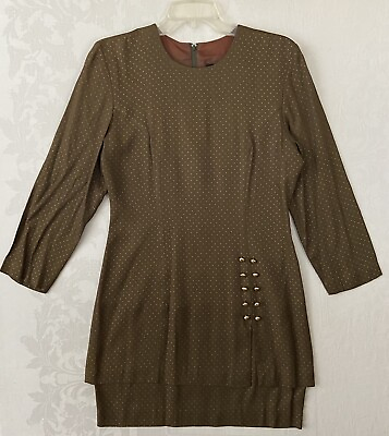 #ad Vintage Michael B Ltd Dress Brown Long Sleeve Women M Chest 36 Length 34 $14.99