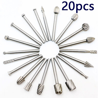 #ad NEW20pc HSS Carbide Rotary Milling Cutter Burr Set Kit for electr ic Mill $7.61