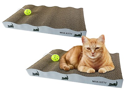 #ad MIVA KITTY Cat scratching board Reversible Cat Scratcher Post Ball and Catnip $8.99