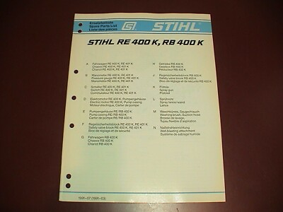 #ad OEM STIHL Pressure Washer Sprayer IPL Illustrated Spare Parts List RE RB 400 K $6.99