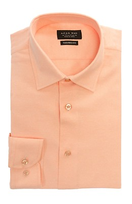#ad Tailored Slim Fit Mens Peach Dress Shirt Wrinkle Free Spread Collar AZAR MAN $24.95