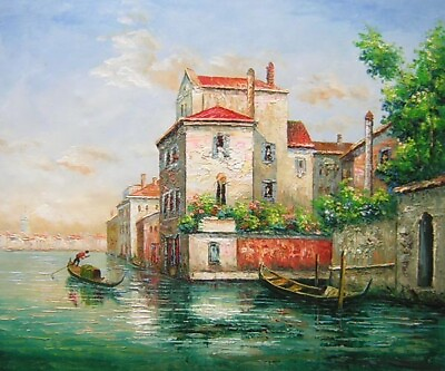 #ad Hand Painted 20x24quot; Oil on Canvas Venice Back From Work $20.00