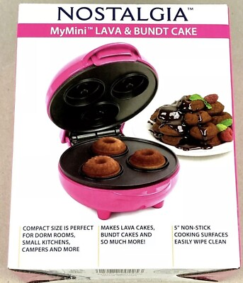 #ad Nostalgia MyMini 5quot; Electric Lava Donut Muffin And Bundt Cake Maker Pink New $15.00