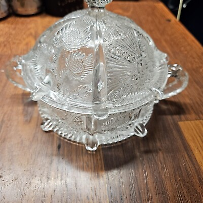 #ad EAPG Higbee Delta Paneled Thistle Butter Dish $25.00