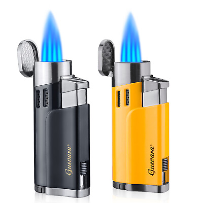 #ad Cigar Lighters Butane Refillable Four Jet Flame Lighters Windproof Lighter Torch $14.99