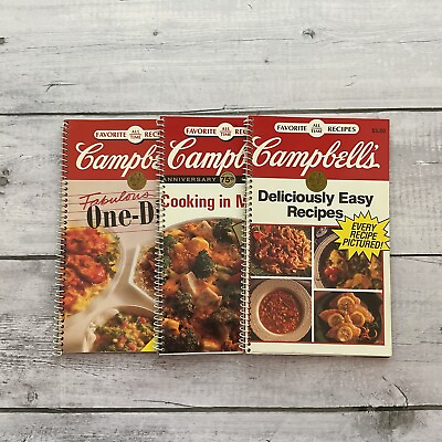 #ad #ad Lot Of 3 Campbell’s Soup Cookbooks Spiral Bound Easy Recipes One Dish Dinners $9.99