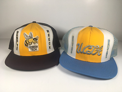#ad #ad Vintage 80s AJD Lucky Stripes College Hat Snapback Lot UCLA Georgia Tech clean $45.00