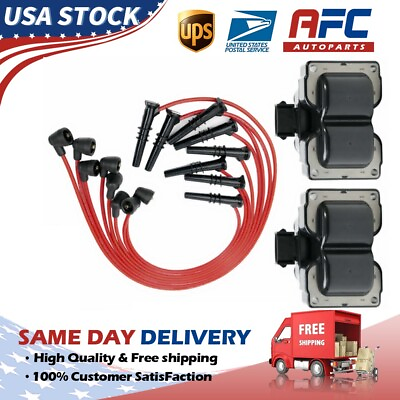 #ad FD487 2 Ignition Coil AFC8 Spark Plug Wires For Ford F150 F250 Lincoln Mercury $55.06