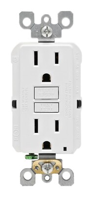 #ad Leviton GFNT1 0KW White 15A Thermoplastic Self Test GFCI Receptacle 4.25 H in. $19.62