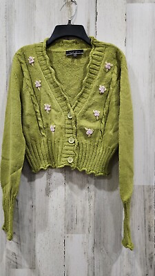 #ad UNIQUE VINTAGE Size SMALL Kiwi knit Button Front Cardigan Sweater**Lovely**NWT** $24.70