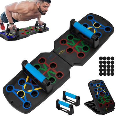 #ad 28 in 1 Push Up Rack Board System Fitness Workout Train Gym Exercise Stands Gift $22.79
