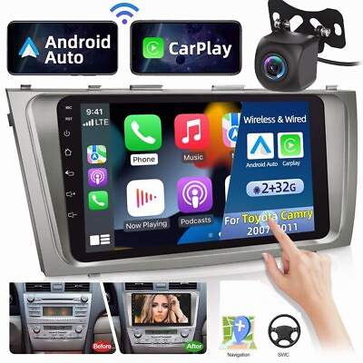#ad Android 12 Carplay 9quot; 2DIN GPS Car Stereo Radio Android Auto FOR Camry 2006 2011 $112.78