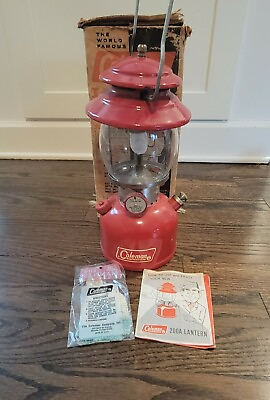 #ad #ad Coleman 200A 11 1966 Single Mantle Camping Lantern in Red Metal W Original Box $298.99