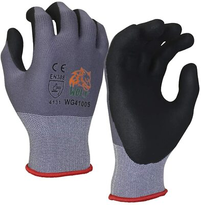 #ad #ad WOLF Work Glove Ultra Thin Nitrile Foam Grip Palm Coated Nylon Shell 3 Pairs $10.95