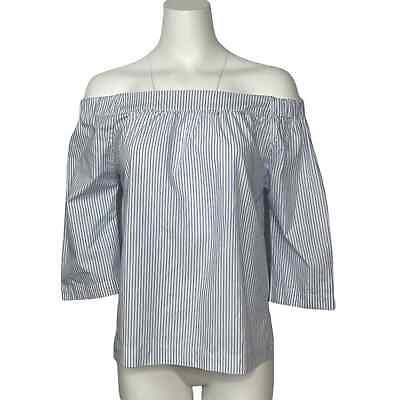 #ad Madewell Clean Off the Shoulder Top in Stripe Cotton Blouse XXS $28.38