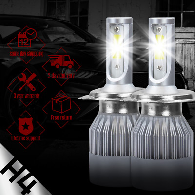 #ad H4 C6 COB LED Headlight Turbo Light Bulbs 6000K for Nissan Honda Car $16.21